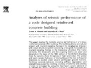 Analyses of seismic performance of a code designed reinforced concrete Building