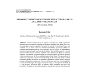 Durability Design Of Concrete Structures – Part 1 Analysis Fundamentals