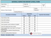 MATERIAL INSPECTION REPORT (STEEL) FORM