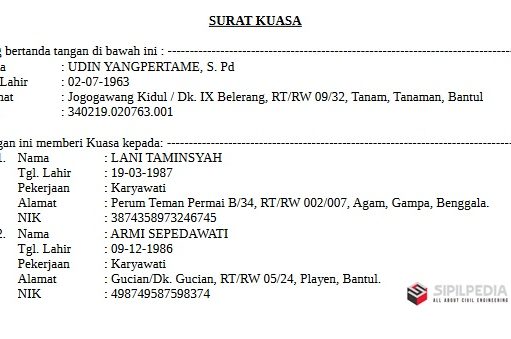 Contoh Surat Kuasa Pengurusan Sertifikat Tanah di BPN