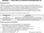 BEAMANAL – SINGLE – SPAN and CONTINUOUS – SPAN BEAM ANALYSIS