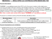 BEAMANAL METRIC- SINGLE – SPAN and CONTINUOUS – SPAN BEAM ANALYSIS