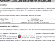 PLATECAP – AXIAL LOAD CAPACITIES FOR SINGLE PLATES