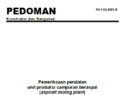 Pedoman Pemeriksaan Peralatan Unit Produksi Campuran Beraspal (Asphalt Mixing Plant)