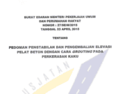Pedoman Penstabilan dan Pengembalian Elevasi Pelat Beton dengan Cara Grouting Pada Perkerasan Kaku