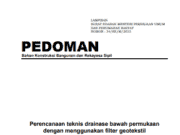 Pedoman Perencanaan Teknis Drainase Bawah Permukaan dengan Menggunakan Filter Geotekstil