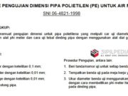 METODE PENGUJIAN DIMENSI PIPA POLIETILEN (PE) UNTUK AIR MINUM SNI 06-4821-1998