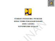 SOP/UPM/DJBM-120 Rev:01 Standar Operasional Prosedur Serah Terima Pengadaan Barang (Suku Cadang)