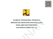 SOP/UPM-K3/DJBM-05 Rev:01 Standar Operasional Prosedur Inspeksi Kelengkapan dan Peralatan Keselamatan Konstruksi