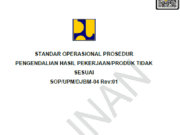 SOP/UPM/DJBM-04 Rev:01 Standar Operasional Prosedur Pengendalian Hasil Pekerjaan/Produk Tidak Sesuai (HPTS)