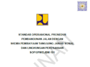 SOP/UPM/DJBM-191 tentang Standar Operasional Prosedur Pembangunan Jalan dengan Skema Pembiayaan Tanggung Jawab Sosial dan Lingkungan Perusahaan
