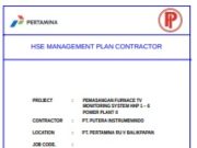 HSE MANAGEMENT PLAN CONTRACTOR