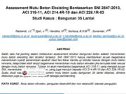 Assessment Mutu Beton Eksisting Berdasarkan SNI 2847:2013, ACI 318-11, ACI 214.4R-10 dan ACI 228.1R-03 Studi Kasus : Bangunan 35 Lantai
