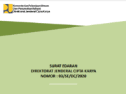 SURAT EDARAN DIREKTORAT JENDERAL CIPTA KARYA NOMOR : 03/SE/DC/2020 | PEDOMAN TEKNIS PELAKSANAAN KEGIATAN PADAT KARYA DIREKTORAT JENDERAL CIPTA KARYA