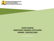 SURAT EDARAN DIREKTORAT JENDERAL CIPTA KARYA NOMOR : 03/SE/DC/2020 | PEDOMAN TEKNIS PELAKSANAAN KEGIATAN PADAT KARYA DIREKTORAT JENDERAL CIPTA KARYA