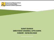 SURAT EDARAN DIREKTORAT JENDERAL CIPTA KARYA NOMOR : 03/SE/DC/2020 | PEDOMAN TEKNIS PELAKSANAAN KEGIATAN PADAT KARYA DIREKTORAT JENDERAL CIPTA KARYA
