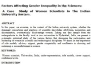 Factors Affecting Gender Inequality in the Sciences: A Case Study of Women Scientists in The Indian University System