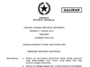 UNDANG-UNDANG REPUBLIK INDONESTA NOMOR I7 TAHUN 2019 TENTANG SUMBER DAYA AIR