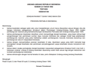 UNDANG-UNDANG REPUBLIK INDONESIA NOMOR 23 TAHUN 1992 TENTANG KESEHATAN