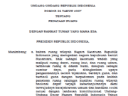 UNDANG-UNDANG REPUBLIK INDONESIA NOMOR 26 TAHUN 2007 TENTANG PENATAAN RUANG
