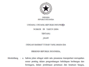 UNDANG-UNDANG REPUBLIK INDONESIA NOMOR 38 TAHUN 2004 TENTANG JALAN