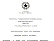 PERATURAN PEMERINTAH REPUBLIK INDONESIA NOMOR 41 TAHUN 2007 TENTANG ORGANISASI PERANGKAT DAERAH