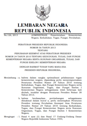 PERATURAN PRESIDEN REPUBLIK INDONESIA NOMOR 56 TAHUN 2013 TENTANG ...