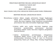 PERATURAN MENTERI NEGARA LINGKUNGAN HIDUP NOMOR 06 TAHUN 2007 TENTANG BAKU MUTU AIR LIMBAH BAGI USAHA DAN/ATAU KEGIATAN PENGOLAHAN HASIL PERIKANAN