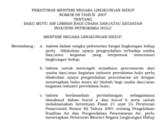 PERATURAN MENTERI NEGARA LINGKUNGAN HIDUP NOMOR 08 TAHUN 2007 TENTANG BAKU MUTU AIR LIMBAH BAGI USAHA DAN/ATAU KEGIATAN INDUSTRI PETROKIMIA HULU
