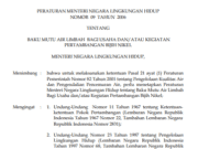 PERATURAN MENTERI NEGARA LINGKUNGAN HIDUP NOMOR 09 TAHUN 2006 TENTANG BAKU MUTU AIR LIMBAH BAGI USAHA DAN/ATAU KEGIATAN PERTAMBANGAN BIJIH NIKEL