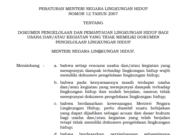 PERATURAN MENTERI NEGARA LINGKUNGAN HIDUP NOMOR 12 TAHUN 2007 TENTANG DOKUMEN PENGELOLAAN DAN PEMANTAUAN LINGKUNGAN HIDUP BAGI USAHA DAN/ATAU KEGIATAN YANG TIDAK MEMILIKI DOKUMEN PENGELOLAAN LINGKUNGAN HIDUP