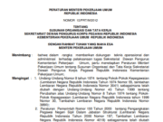 PERATURAN MENTERI PEKERJAAN UMUM REPUBLIK INDONESIA NOMOR 12/PRT/M/2012 TENTANG SUSUNAN ORGANlSASl DAN TATA KERJA SEKRETARIAT DEWAN PENGURUS KORPS PEGAWAI REPUBLIK INDONESIA KEMENTERIAN PEKERJAAN UMUM REPUBLIK INDONESIA