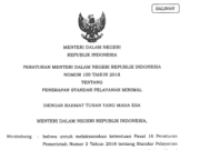 PERATURAN MENTERI DALAM NEGERI REPUBLIK INDONESIA NOMOR 100 TAHUN 2018 TENTANG PENERAPAN STANDAR PELAYANAN MINIMAL