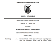 PERATURAN DAERAH KABUPATEN LEBAK NOMOR 5 TAHUN 2009 TENTANG RETRIBUSI IZIN PENGELOLAAN AIR LIMBAH