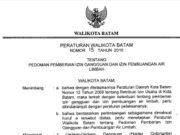 PERATURAN WALIKOTA BATAM NOMOR 13 TAHUN 2010 TENTANG PEDOMAN PEMBERIAN IZIN GANGGUAN DAN IZIN PEMBUANGAN AIR LIMBAH