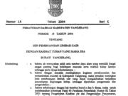 PERATURAN DAERAH KABUPATEN TANGGERANG NOMOR 15 TAHUN 2004 TAHUN IJIN PEMBUANGAN LIMBAH CAIR