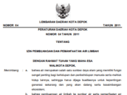 PERATURAN DAERAH KOTA DEPOK NOMOR 04 TAHUN 2011 TENTANG IZIN PEMBUANGAN DAN PEMANFAATAN AIR LIMBAH