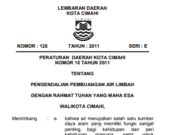 PERATURAN DAERAH KOTA CIMAHI NOMOR 15 TAHUN 2011 TENTANG PENGENDALIAN PEMBUANGAN AIR LIMBAH