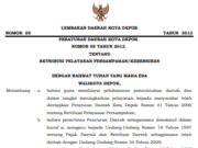 PERATURAN DAERAH KOTA DEPOK NOMOR 05 TAHUN 2012 TENTANG RETRIBUSI PELAYANAN PERSAMPAHAN/KEBERSIHAN