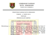 PERATURAN DAERAH KOTA SEMARANG NOMOR 6 TAHUN 2012 TENTANG PENGELOLAAN SAMPAH