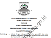 PERATURAN DAERAH KOTA TANGERANG NOMOR 3 TAHUN 2009 TENTANG PENGELOLAAN SAMPAH