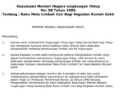 Keputusan Menteri Negara Lingkungan Hidup No. 58 Tahun 1995 Tentang : Baku Mutu Limbah Cair Bagi Kegiatan Rumah Sakit