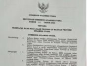 Penetapan Ruas-Ruas Jalan Provinsi di Wilayah Provinsi Sulawesi Utara