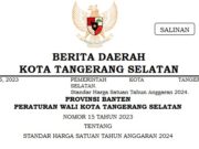 PERATURAN WALI KOTA TANGERANG SELATAN NOMOR 15 TAHUN 2023 TENTANG STANDAR HARGA SATUAN TAHUN ANGGARAN 2024