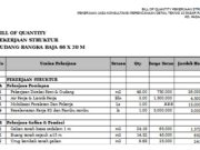 BILL OF QUANTITY PEKERJAAN STRUKTUR GUDANG RANGKA BAJA 66 X 20 M
