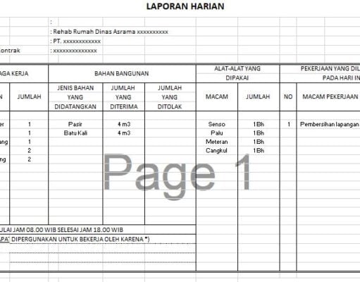 Laporan Harian Rehab Rumah Dinas