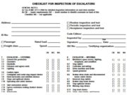 CHECKLIST FOR INSPECTION OF ESCALATORS