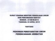 Surat Edaran Menteri Pekerjaan Umum dan Perumahan Rakyat Tentang Pedoman Persyaratan Umum Perecanaan Jembatan