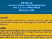 SPESIFIKASI BAHAN PENUTUP SAMBUNGAN BETON TIPE ELASTIS TUANG PANAS SNI 03-4814-1998