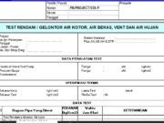 Form-Test Glontor air bekas air hujan